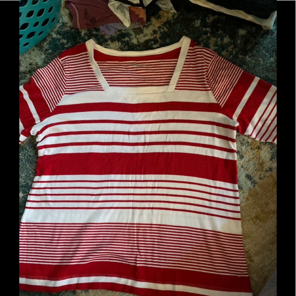 ✂️Red and White striped top by Croft & Barrow szXL